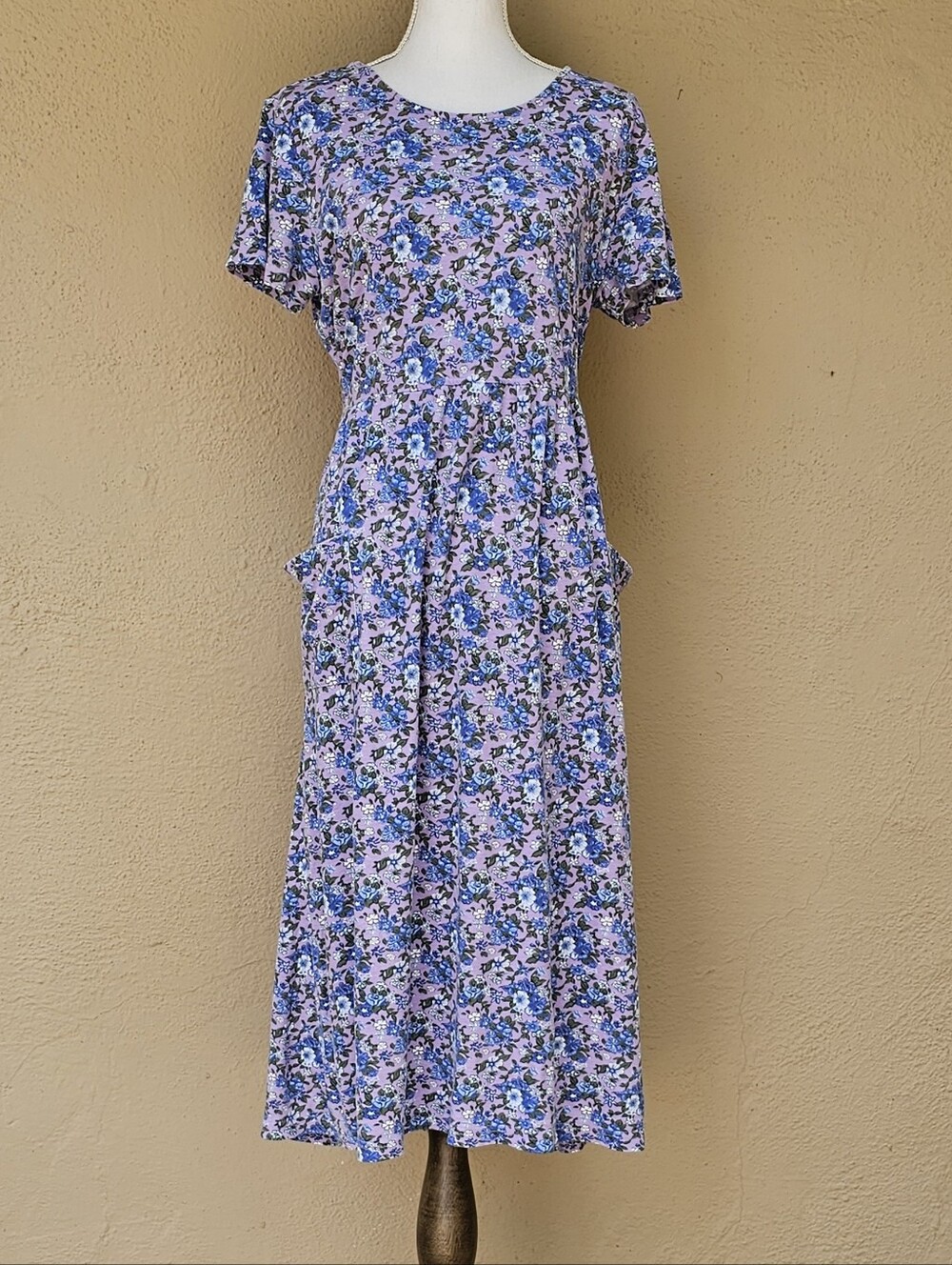 Bobbie Brooks Purple Floral Midi Dress Sz Large